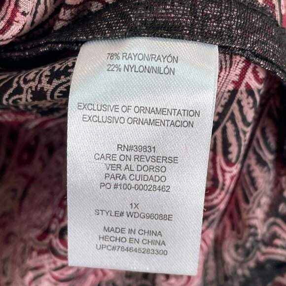 Democracy Womens Plus 1X Off The Shoulder Sheer Crushed Velvet Floral Top Shirt - Picture 4 of 14